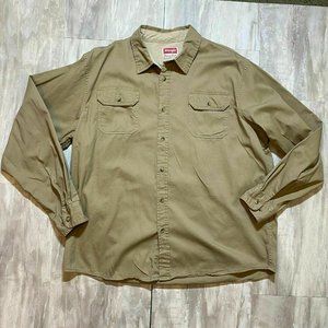 SOLD Wrangler Tan Brown Button Up Long Sleeve Shirt Men’s Size XL